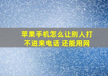 苹果手机怎么让别人打不进来电话 还能用网